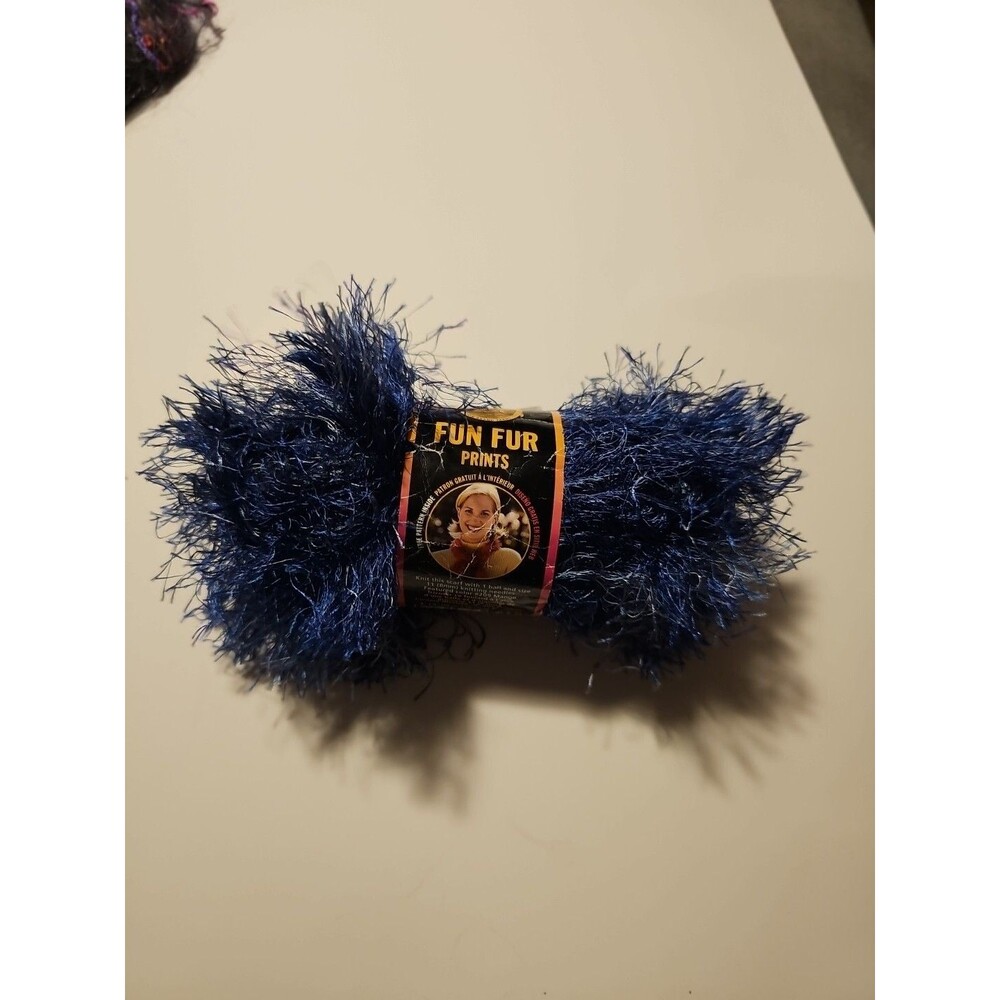 Lion Brand Fun Fur Yarn Indigo Eyelash 1 Skein 50g NEW NIP